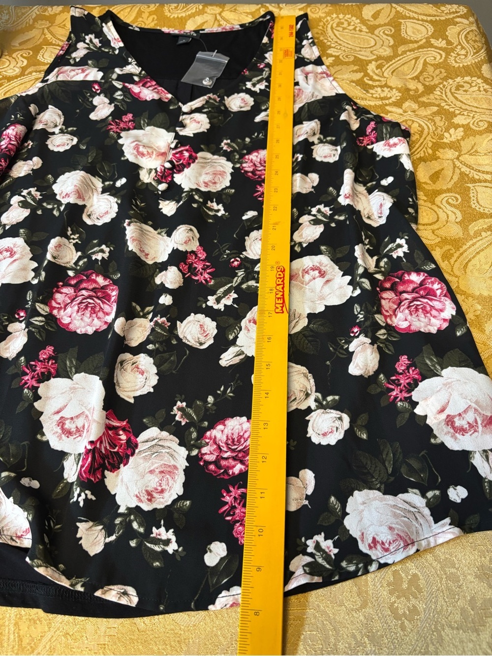torrid Black Sleeveless V-Neck Top with Pink & Cream Floral Print - Picture 7 of 7